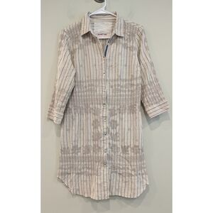 Johnny Was 3J Workshop Cotton Blend Embroidered Shirt Dress Size Small